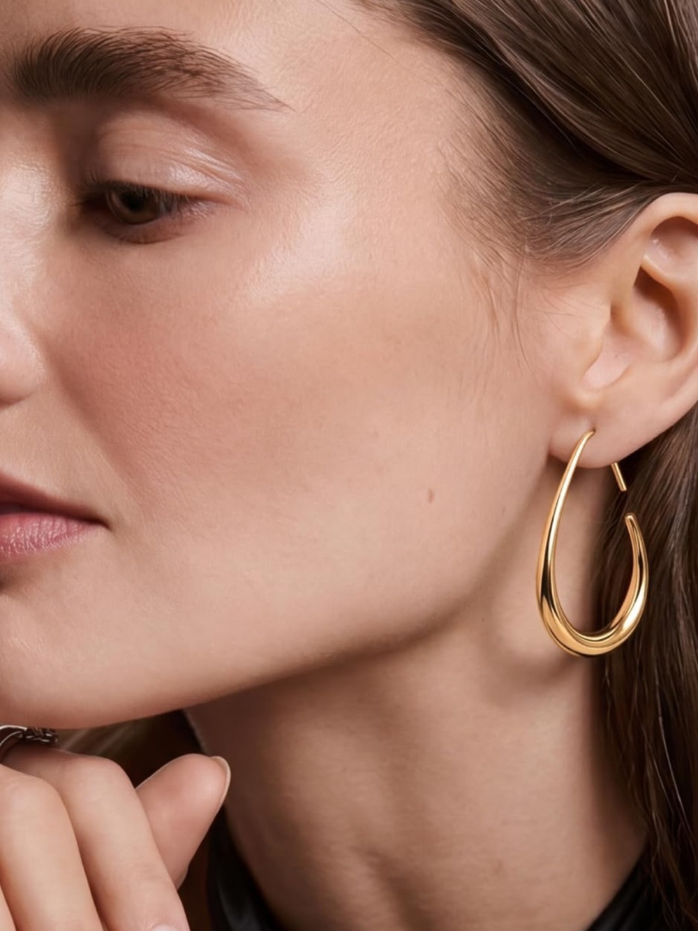 35mm Gold Loop Hoop Earrings - Women Jewelry